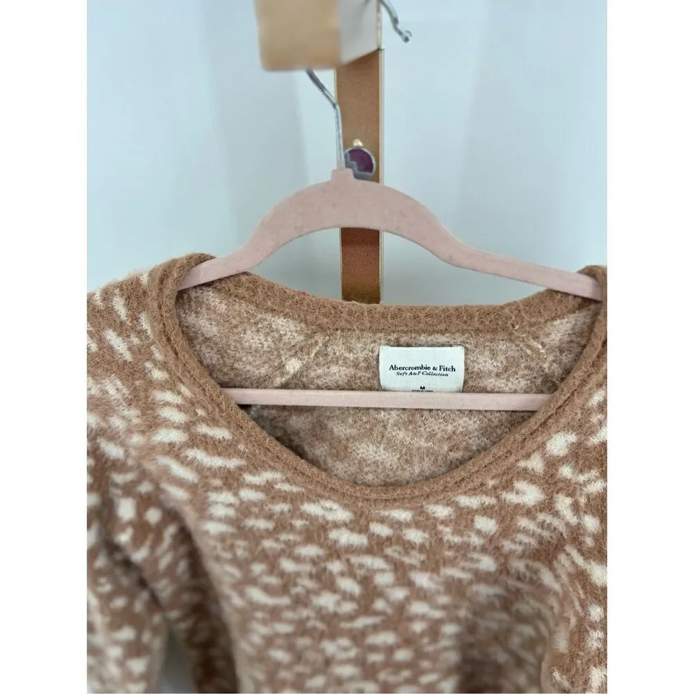 Abercrombie & Fitch Leopard Print Sweater Women Medium Soft A&F V Neck